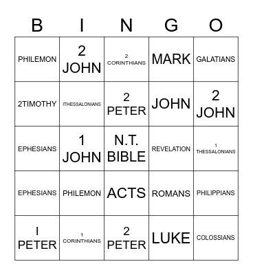 BOOKS OF THE BIBLE Bingo Card