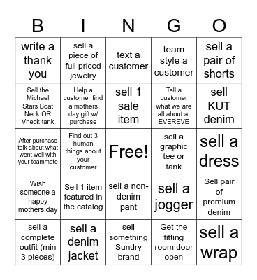 MOTHERS DAY BINGO Card