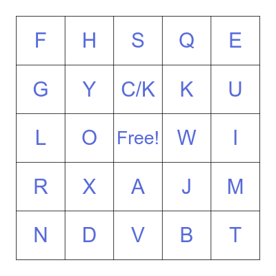 Letter Sounds Review Bingo Card