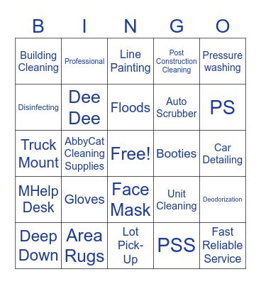 Deep Down Cleaning Bingo Card