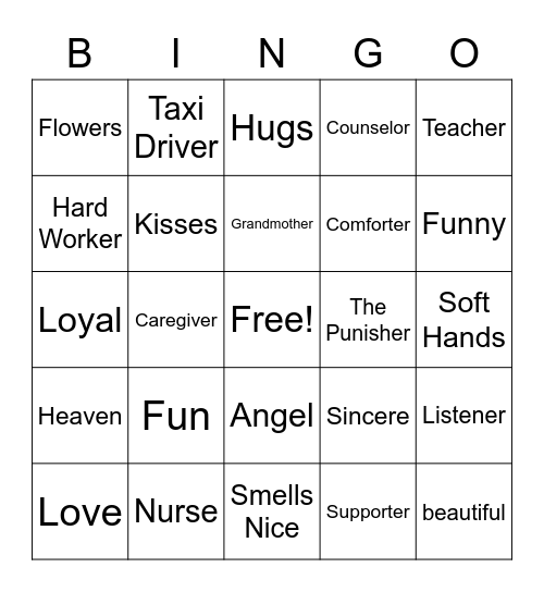 Mother's Day Bingo Card