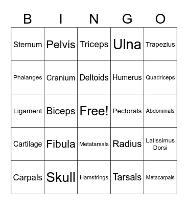 Health Bingo Card