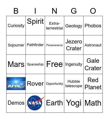 Mars Mania Bingo Card