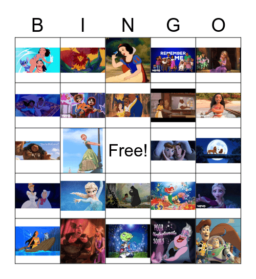 Disney Music- Pictures Bingo Card