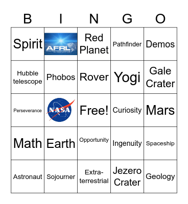 Mars Mania 2 Bingo Card
