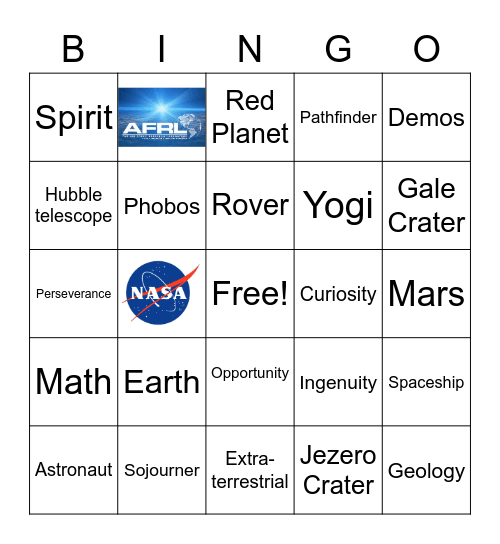 Mars Mania 2 Bingo Card