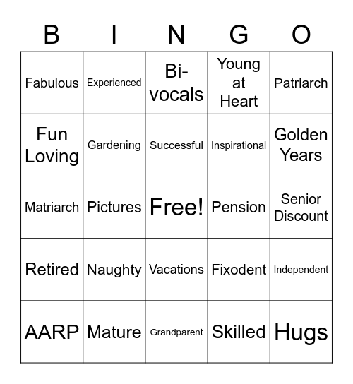 Solon Senior Center Bingo! Bingo Card