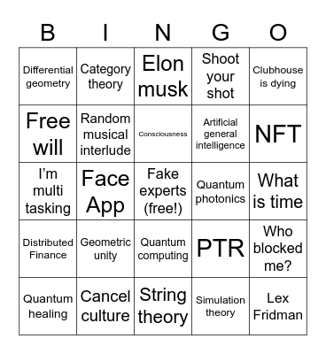 Clubhouse bingo Card