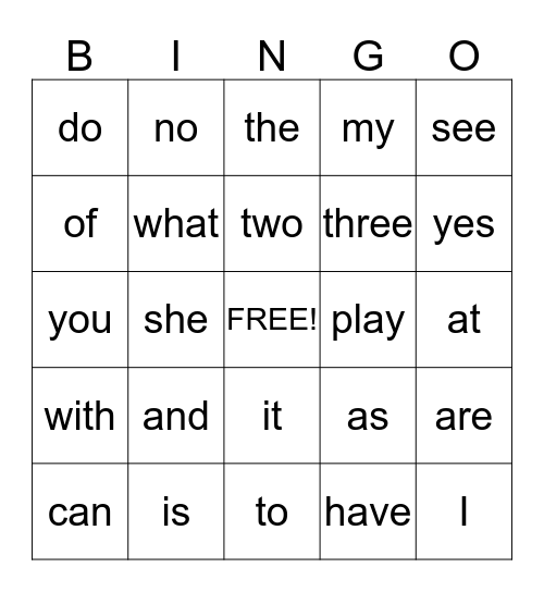 Ms. K's BINGO  Bingo Card