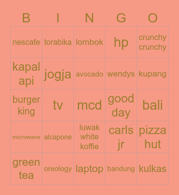 marie Bingo Card
