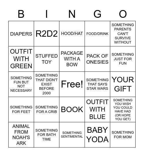 BABY BOY STIEFEL BINGO Card