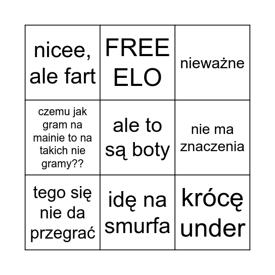 MORADIN BINGO Card