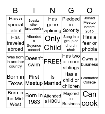 YBW PEOPLE BINGO  Bingo Card