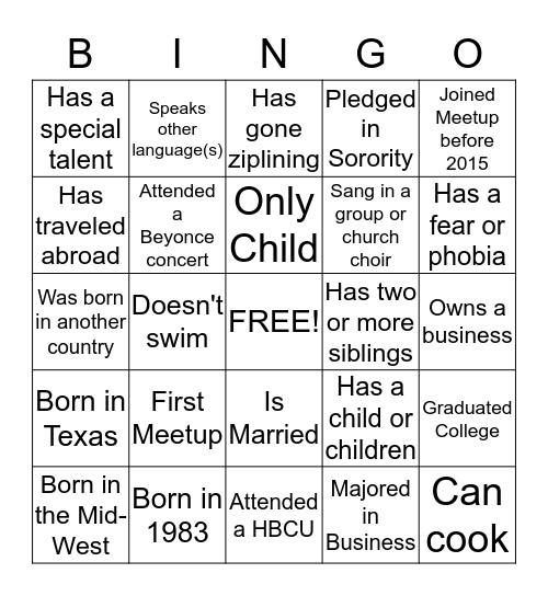 YBW PEOPLE BINGO  Bingo Card