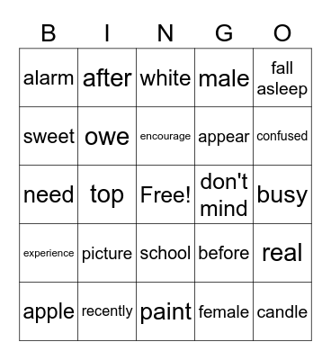 ASL Bingo Card