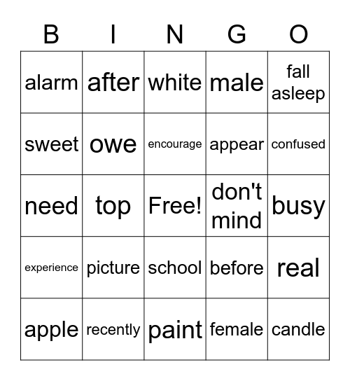 ASL Bingo Card