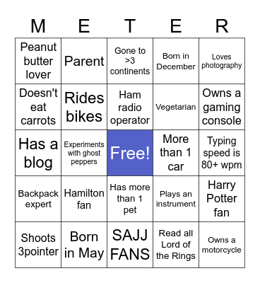 Meter Hour - BINGO Card