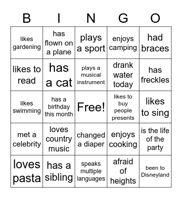Icebreaker Bingo Card