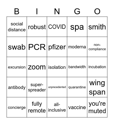 COVID Bingo Card