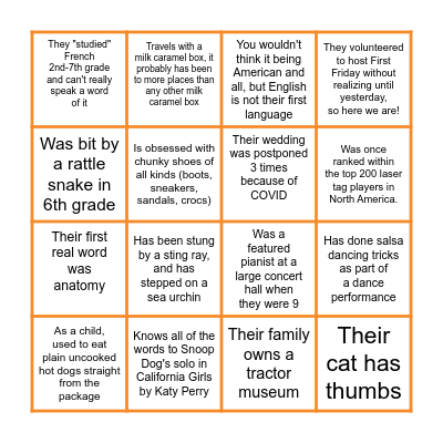 Weird Bingo Card