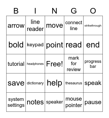 Training Test Practice Bingo Card