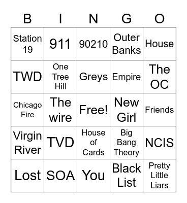 TV Show Bingo Card