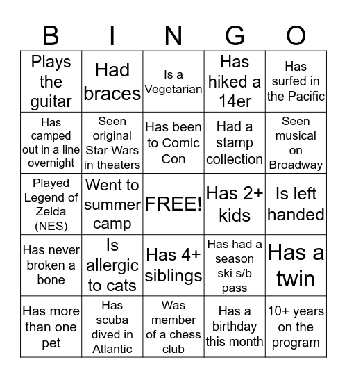 L245 Bingo Card