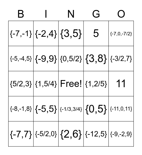 MATHO-Factoring to Solve Polynomials Bingo Card