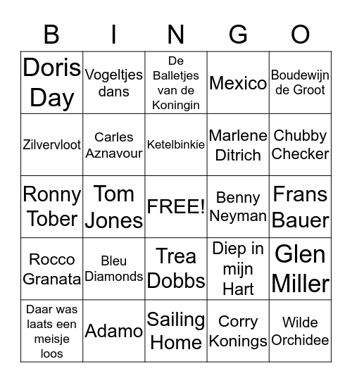 Muzikale Bingo Card