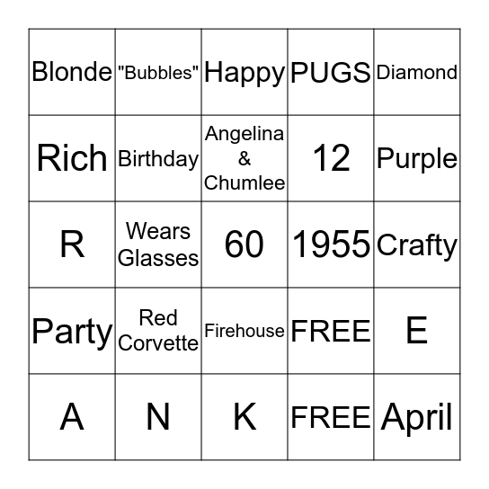 Birthday Bingo Card