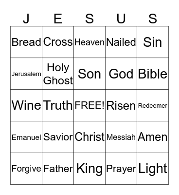 JESUS Bingo Card