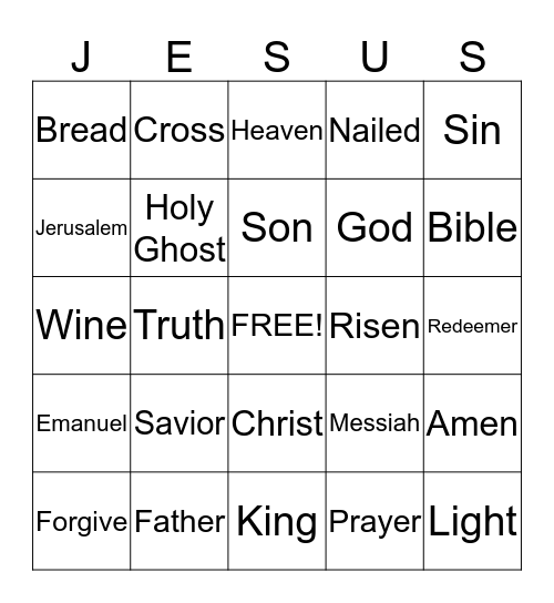 JESUS Bingo Card