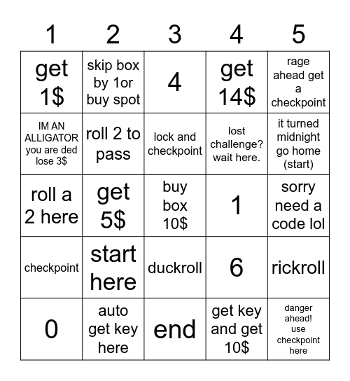 say bingo if you reach another column Bingo Card