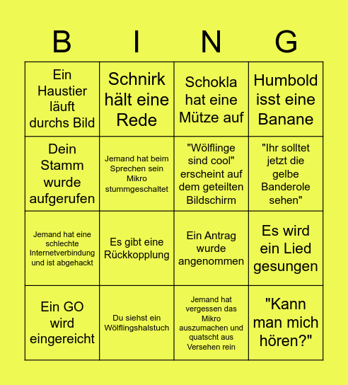 Wölflings-Bingo Card