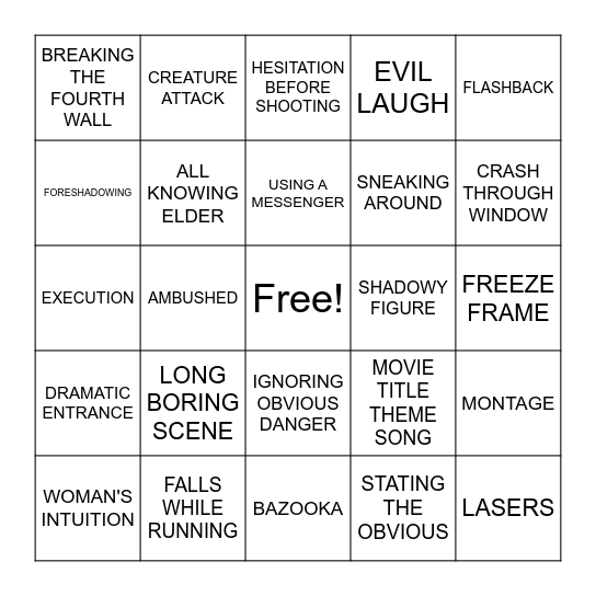 Virtual BingoFlix: The Legend of Boggy Creek (1972, G) Bingo Card