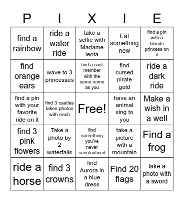 Magic Kingdom Bingo Card