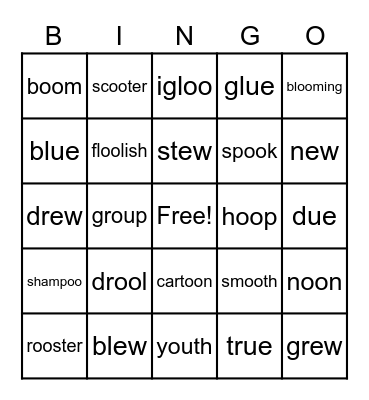Fundations Unit 15 Bingo Card