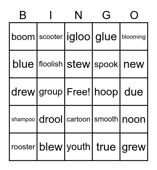 Fundations Unit 15 Bingo Card