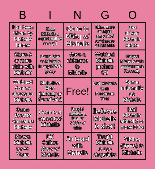 Bingo de Michelle Bingo Card