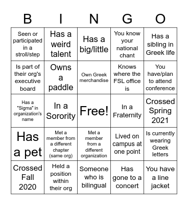 MGC Bingo Card