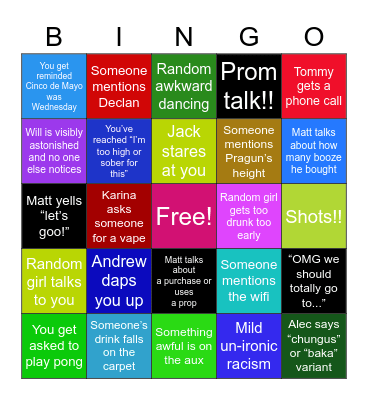 Siete de Mayo Bingo Card