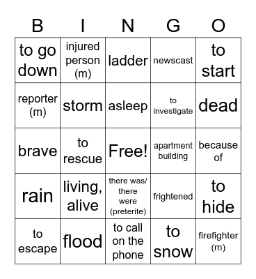 Realidades 2: Capítulo 5A Bingo Card