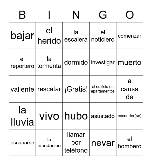 Un acto heroico Bingo Card