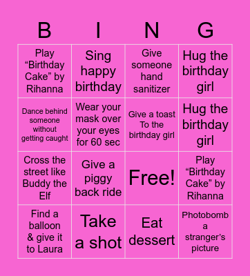 LAURA’S DIRTY 30 PLUS 3 Bingo Card