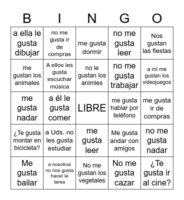 ¿Qué te gusta hacer?-Sra Dean Bingo Card