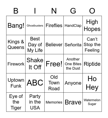 MB Music Bingo! Bingo Card