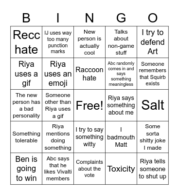 Untitled Bingo Card