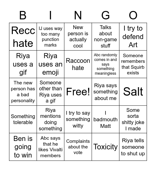 Untitled Bingo Card