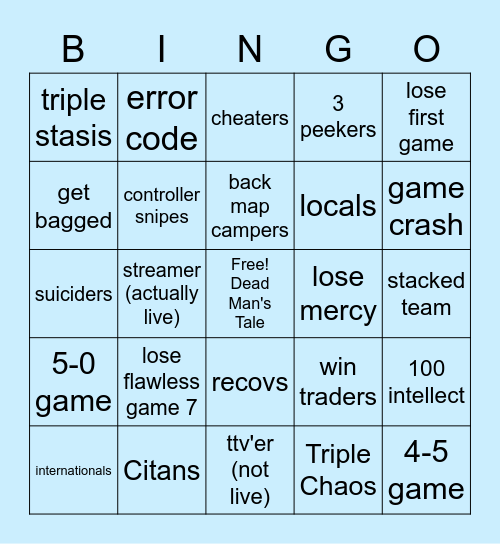 TRIALS BINGO Card