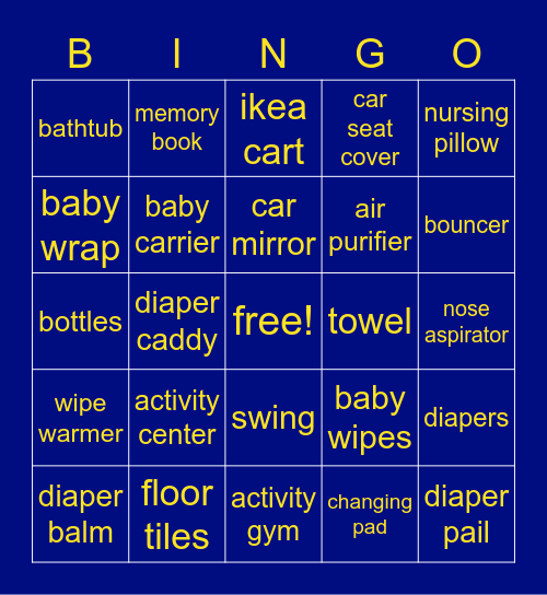Peanut Bingo Card